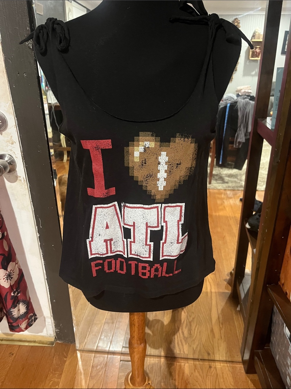 I Heart ATL Football Kids Tie-Shoulder Tank Top - Black